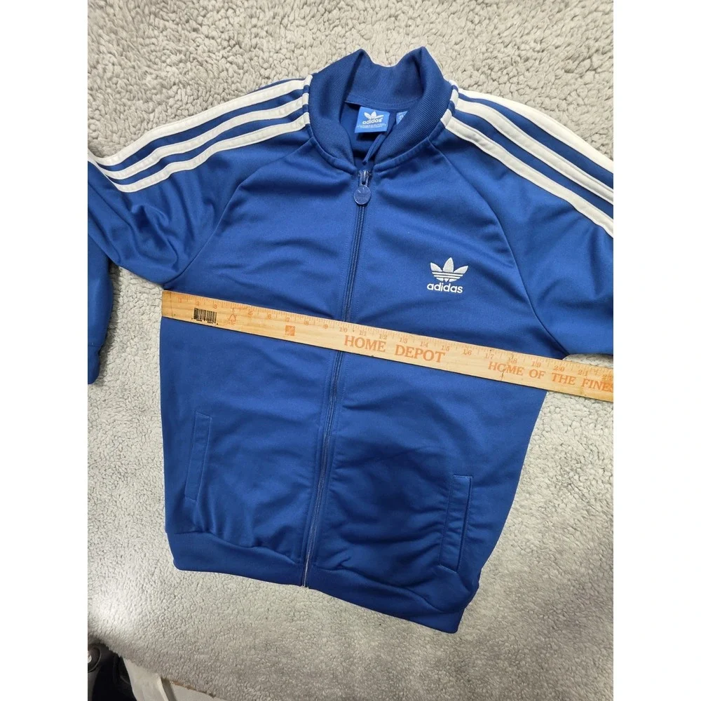 Adidas Youth Boys Size‎ 15-16Y XL Track Jacket Full Zip Blue with White Stripes
